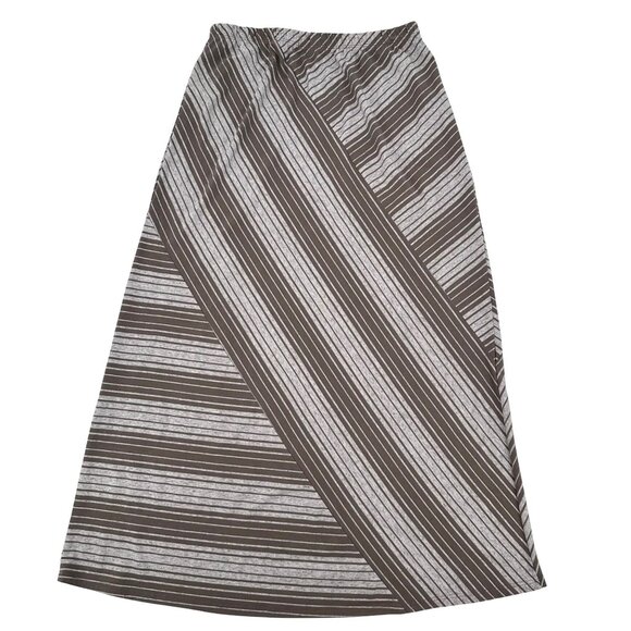 Chalet Womens  Brown & Gray Bamboo Blend Striped Maxi Skirt Size M - Picture 2 of 7